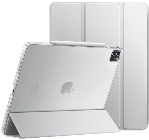 JETech Hülle für iPad Pro 12,9 Zoll (6./5. Generation, Modell 2022/2021), Unterstützung Pencil Aufladung, Abdeckung mit Auto Schlafen/Wachen (Silber)
