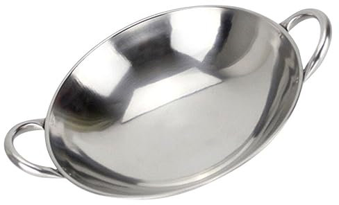 HEMOTON Edelstahl-Wok-Pfanne Mit Griff Antihaftbeschichtete Pfannen Suppentöpfe Küchenkochgeschirr Für Gas-Induktions- Oder Elektroherd 26 Cm