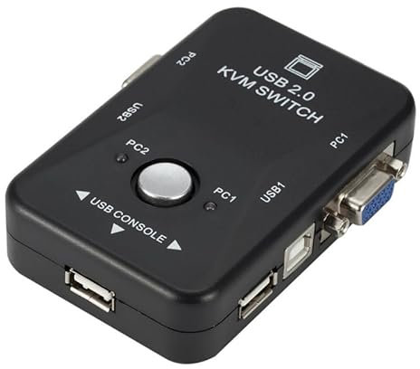 Xingdianfu Scatola commutatore KVM VGA Scatola divisore USB a 2 Porte per Mouse, Tastiera, Monitor, Computer