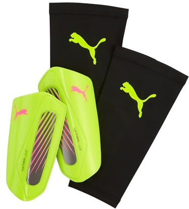 PUMA Ultra Luz Strap, Unisex Espinillera, Amarillo Alert-Puma Aged Plata, M