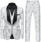 Costumes pour Hommes, 3 Pièces Veste De Smoking Jacquard Coupe Ajustée Un Bouton Affaires Décontracté Mariage Blazer Robe Banquet Hôte Veste Formelle Vêtements pour Hommes,5XL, White