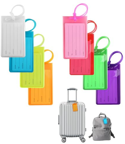 BIVOFU 8PCS Kofferanhänger Gepäckanhänger Mit Adressschild, Enthält Acht Farben Zur Identifizierung Von Taschen, Koffern Und Gepäck Auf Reisen
