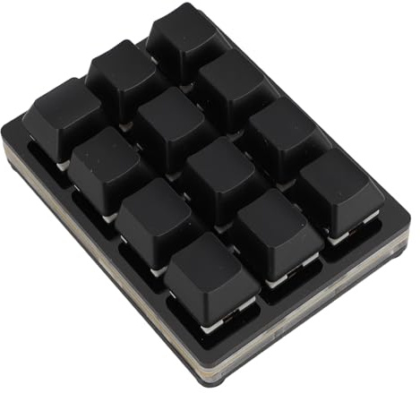 Fockety Tastiera Meccanica a 12 Mani, Tastiera Macro Programmabile con Interruttore Rosso RGB, Tastiera da Gioco Meccanica Multifunzionale con Connessione Cablata di Tipo C, per Computer