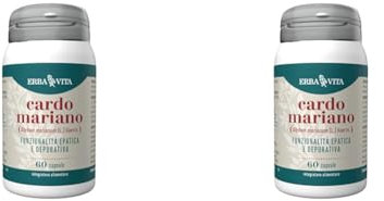 ERBA VITA Integratore Alimentare di Cardo Mariano, 60 Capsule - Utile alla depurazione e detossificazione del fegato, 60 unità, 1 (Confezione da 2)