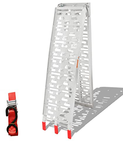 Hebitod 1x Auffahrrampe 340kg Faltbare ALU Verladerampe Max 680kg* Pro Paar Verladeschiene Antirutsch Klappbar max. 340kg* pro Stück Motorrad ATV Quad PKW Auto Laderampe