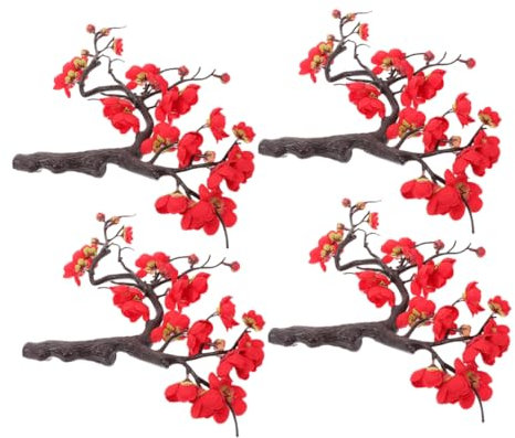 POPETPOP Bouquet de Fleurs de Cerisier Artificielles 4 Pièces Fausses Fleurs en Soie Vignes de Fleurs de Prunier pour Décoration de Mariage
