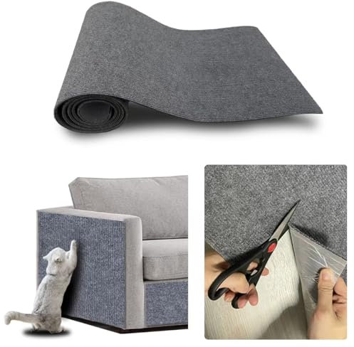 JSUDQR Tappetino Tiragraffi per Gatti Autoadesivo 40x200cm Gris Claro Protezione Divano Graffi Gatto per Divani,Mobili e Tappeti