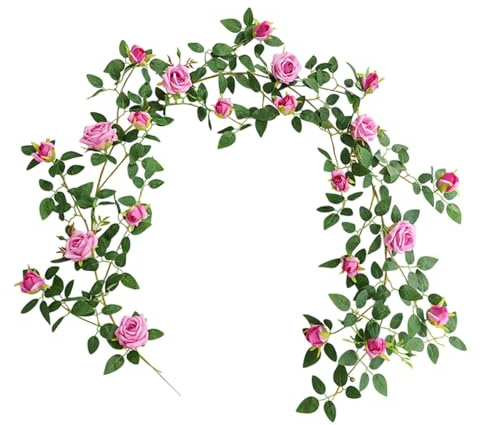 Ghirlanda di Rose, rosskruvar för dekoration, blomgirlanger – 120 cm konstgjorda rosor vinväxter falska blommor för bröllop för bröllop trädgård konsthantverk och hantverk