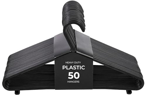 Roe Tenpo Confezione da 50 grucce appendiabiti in plastica per adulti, resistenti e leggere, antiscivolo, salvaspazio, per camicie, giacche, pantaloni e altro (confezione da 50)