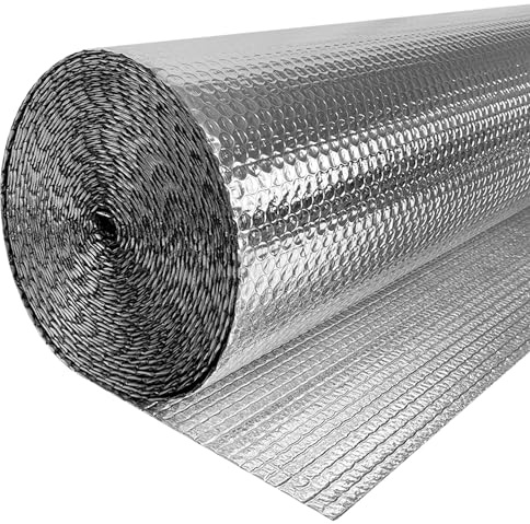 Suusolny Film isolant en aluminium - 3 à 4 mm d'épaisseur - Film réfléchissant pour radiateurs - Pour toits, fenêtres, tuyaux, sols, film d'isolation thermique, isolation thermique, conservation de la
