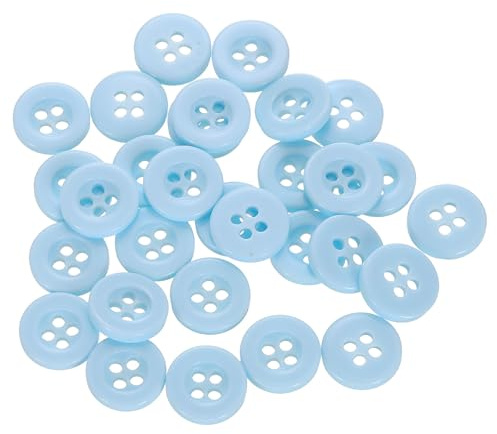 sourcing map 30pcs 16L Sewing Buttons 3/8(10mm) Resin Round Flat 4-Hole Craft Replacement Buttons for Sewing Clothing and DIY, Light Blue