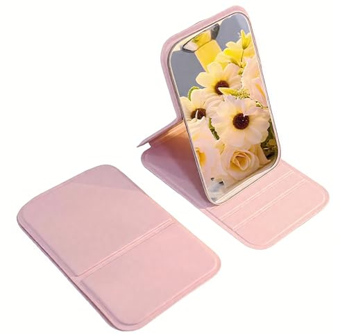 Stianiiie Espejo de Viaje portátil con Soporte, Plegable Compacto, Mini Espejo de Maquillaje para Bolsillo y Bolso, Espejos de Mano de sobremesa para Hombres Mujeres y niñas