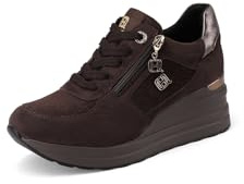 QUEEN HELENA Sneakers con Zeppa Donna Scarpe da Ginnastica Alte X33-27 (Marrone, Sistema Taglie Calzature EU, Adulto, Donna, Numero, Media, 38)