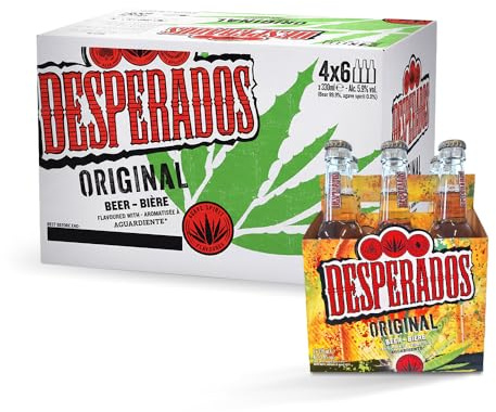 Birra Desperados, Cassa con 24 Bottiglie da 33cl, Birra Lager a Bassa Fermentazione, Gusto Delicato e Fine, Gradazione 5,9% Vol