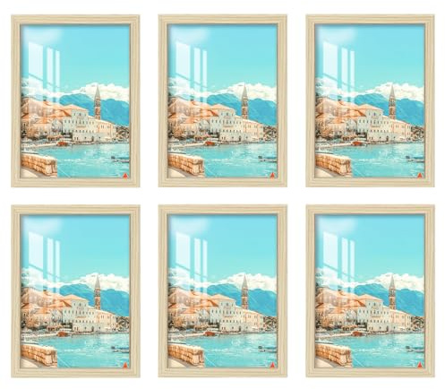 6 Pack 2cm A3 Picture Frames 30x40cm OAK Photo Frame with HD Acrylic Glass MDF Wood Poster Frames for Photo Gallery Certificate Jigsaw Puzzles Artwork Horizontal or Vertical Wall Hanging or Tabletop