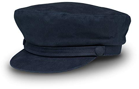 fiebig Gorro de Pescador para Mujer y Hombre | Gorro de capitán con Forro Interior | Gorro de Marinero Tradicional Hecho de 100% algodón | Gorro clásico con Visera para Todo el año (60-XL, Azul)