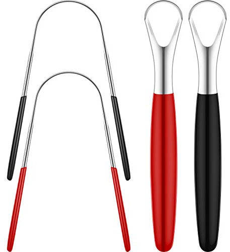 Zungenreiniger, 4 Stück, reduziert Mundgeruch, Reinigung der Zunge, aus Edelstahl, Schönheitswerkzeug