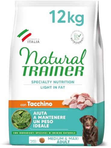 Natural Trainer Ideal Weight Medium&Maxi Cibo per Cani Adulti Light in fat con Tacchino - 12kg