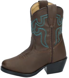 Smoky Mountain Boots Stivali Monterey Western per bambini, Marrone/Turchese Stitch, 22.5 EU