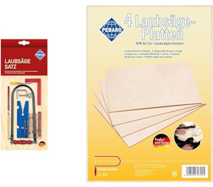 Pebaro Siva Toys_703P mit Vorlage, 16-teilig & Donau Elektronik_M327 327-4 Laubsäge-Sperrholzplatten DIN A4