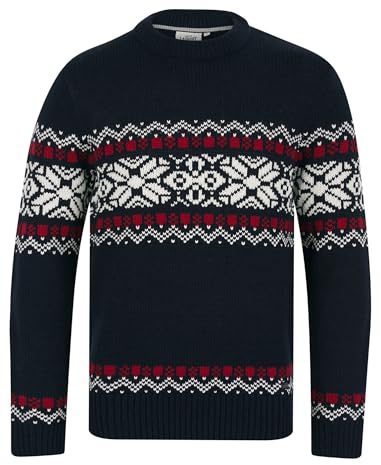Tokyo Laundry O'Hara Pull en Laine mélangée pour Homme Motif Jacquard Nordique, Encre, L