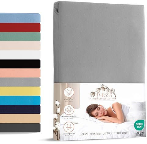 Livessa Spannbettlaken 70x140 aus Baumwolle Single-Jersey Stoff 140 g/m², Spannbetttuch/Bettlaken, Oeko-TEX Zertifiziert (M24M05FF9), Ultra weich