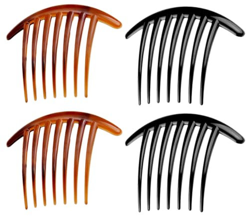 4 Pezzi Pettinino per capelli con 7 Denti, Denti di Plastica Pettini per Capelli Artiglio Accessori per Capelli,fermagli per capelli,accessorio per capelli,colore nero caffè,per le Donne Ragazze