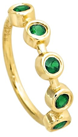 Solid 14 Carat Gold Nose Ring 20G Nose Ring Bezel Set 5 Stones Emerald Gemstone Nose Ring - Ear Cartilage Ring - May Birthstone Nose Ring, Metal, Emerald