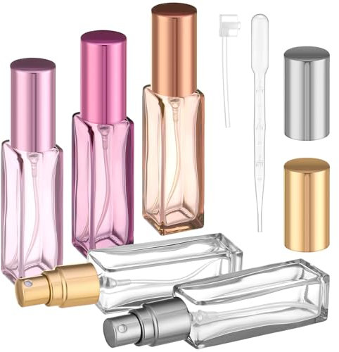 5 Stück Parfümzerstäuber Nachfüllbar, 10ml Mini Parfümzerstäuber, Parfüm Abfüller mit Zerstäuberpumpe, Portable Zerstäuber für Unterwegs, Mini Parfüm Ersatz flaschen für Frauen Mädchen Reisen Familien