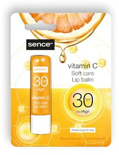 Sence Balsamo per labbra alla vitamina C con LSF30, vitamina E e olio d'oliva, vegan beauty lip balm, rossetto cosmetico per labbra secche, per uomini e donne, confezione da 2 (2 x 1 penna)