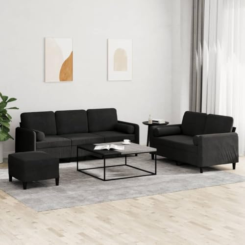 RJPLMFV Set di Divani 3 pz con Cuscini Nero in Velluto Divano da ufficio Divano per Salotto Adatto per camere da letto