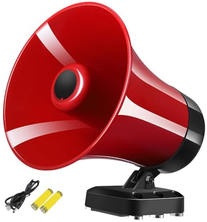 FerneeButy Haut-parleur mégaphone de voiture avec sortie 50 W, Bluetooth, USB, lecture de carte TF, enregistrement 350s, support magnétique pour véhicule, 16 x 15,5 x 16,7 cm