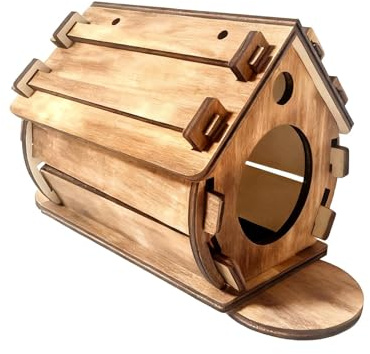 LOVIVER Casa de pájaros Colgante de Madera Maciza, acogedora, Vintage, Robusta, con Plumas, Ideal para Mascotas, para Loros al Libre, Refugio para, 20 X 10.5 X 12.5 Cm