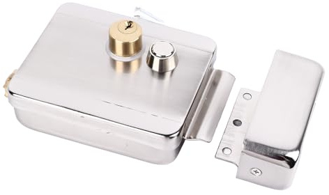 Walmeck Serratura per Porta a Controllo Elettrico Doppia Serratura a Doppia Testa per Campanello Citofono di Controllo Accessi di Sicurezza 12V, Serratura per Porta Citofono Campanello
