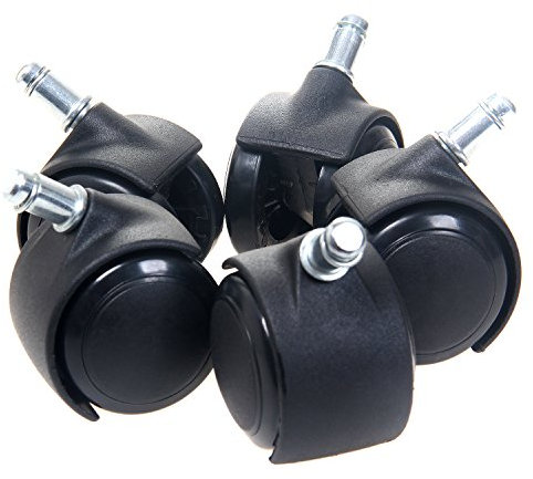 TUKA-i-AKUT 5er Hartbodenrollen Bürostuhl Drehstuhl Rollen, Stuhlrollen Parkett 11 mm, Büro-Stuhl-Rollen für Hartböden, Schwarz TKD3200 Black