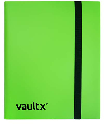 Vault X 4 Pocket Trading Card Strap Binder, 160 cards, Standard, 20 Side-Loading Pages, Folder for Collectible Card Games, Sports, TCG (Green)