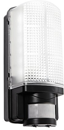 National Lighting Modern Outdoor Heavy Duty Black Plastic IP44 Rated Movement Sensor Bulkhead Security LED Wall Light - Equipped with PIR Motion Detector