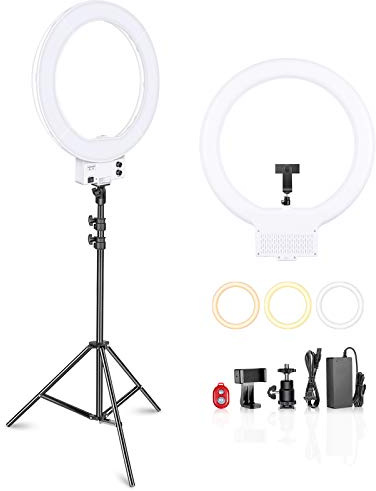 NEEWER 18 Inch Ring Light with Tripod Stand, 55W Large LED Ringlight, Cold Shoe Phone Holder Compatible with iPhone Camera for Video Recording Photography Streaming Selfie Makeup Studio Photo, RL-18