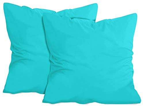 npluseins 2er Pack Baumwoll Kissenbezug - Jersey - viele Farben 1331.1812, ca. 80 x 80 cm, türkis