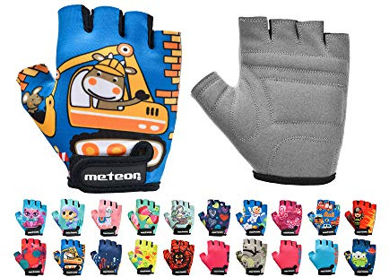 meteor Guanti da Ciclismo da Bambino con Corto Mezze Dita - Guanti da Ciclista per Bambini - Sicurezza Accessori - Mano Protect