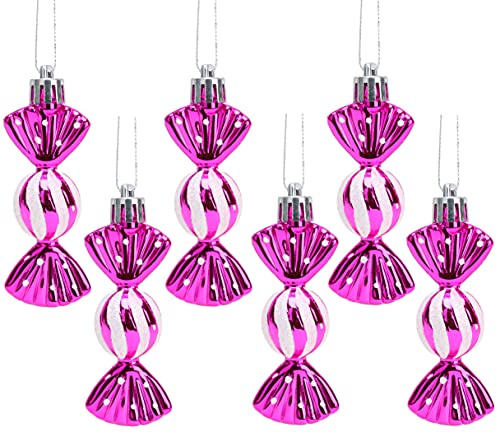 Christmas Concepts® Packung mit 6-8cm Mini-Kugeln in süßer Form – Glänzend & Glitzerverziert – Christbaumschmuck (Hot Pink)