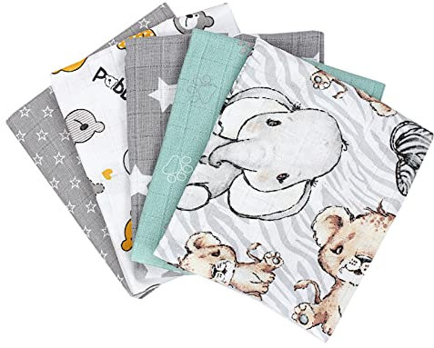 TupTam Baby Mullwindeln Spucktücher 70x80 5er / 10er Pack, Farbe: Unisex 6, Anzahl der Teile:: 5er Pack
