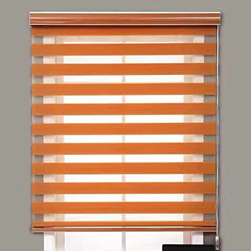 RYNS Estor Enrollable Doble Tejido 100x240cm Protección Solar, Aislamiento Térmico Cortinas Estores Blackout Fácil de Instalar sin Herramientas para Cocina, Salón, Dormitorio, Naranja
