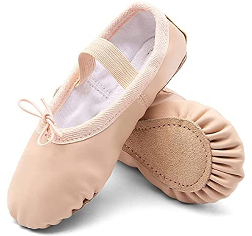 TETSUO Girls Ballet Shoes, Ballerina Slippers Dance Flats for Kids, Toddlers Dancing, Yoga Soft Gymnastic Light Pink