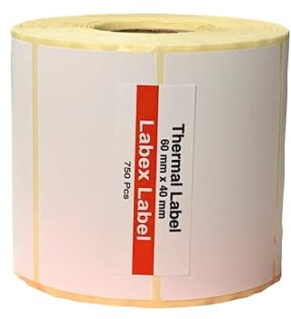Etichette termiche dirette 60x40 mm - 1 Rotolo (750 etichette termiche adesive) compatibili Zebra GK420T, ideali per codici a barre, spedizioni e magazzino - Labex Label