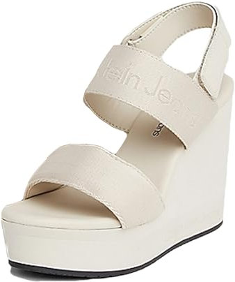 Calvin Klein Jeans Damen Plateau-Sandalen Wedge Sandal Keilabsatz, Beige (Eggshell), 38