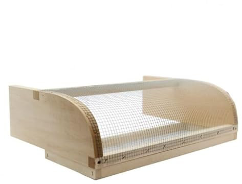 Muselière en bois anti-frelon asiatique pour ruche 10 cadres, 430 mm, grillage galva 6 x 6 mm