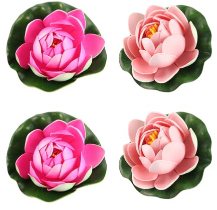 Namvo 2-pack konstgjord lotussimulering vattenlilja växt pool dekoration skum evig blomma lotus lämplig för trädgård damm fontän akvarium dekoration