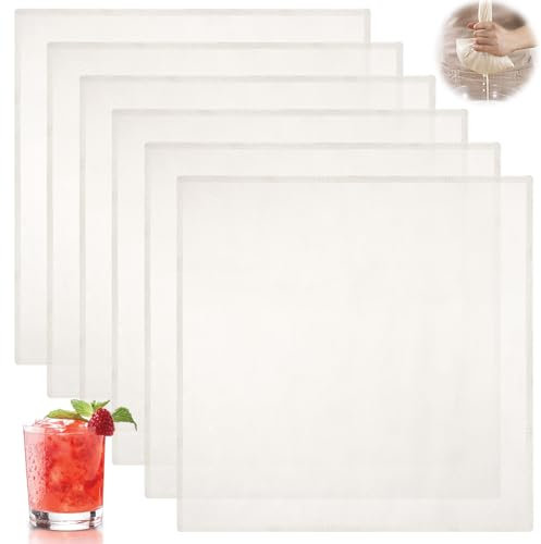 6 Pièces 50x50cm Etamine Alimentaire, Mousseline Alimentaire Maille Fine Densité Classe 100, Non Blanchie Réutilisable Lavables éTamine à Fromage pour Smoothies, Fromages, Thés, Tofu et Confitures