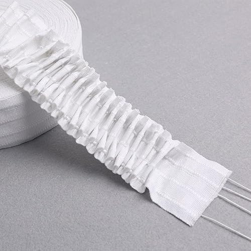 WANYI Fettuccia per Tende, Riloga per Tende con Pieghe a Matita, Larghezza 70mm Fettuccia per Tende a Onda Poliestere Tende Per Tende Cucina,Asta per Tende(4M)